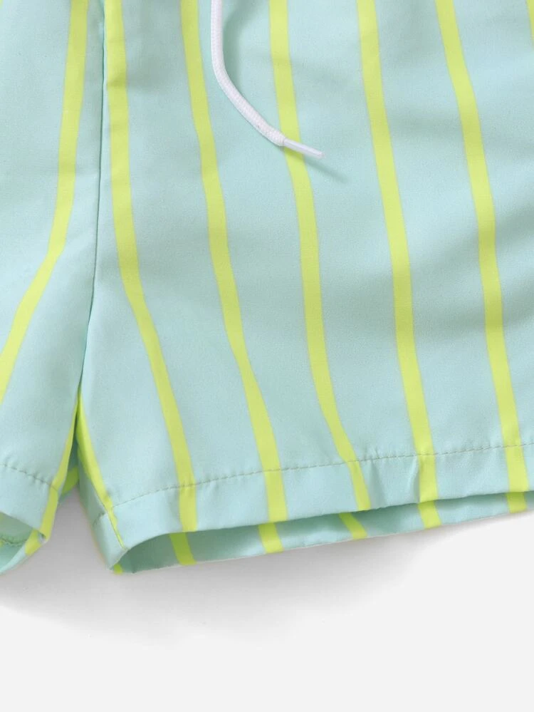 Tween Boy Striped Tie Front Swim Shorts