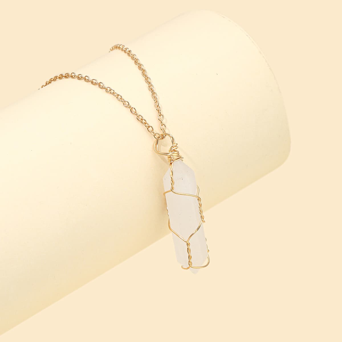 

Geometric Stone Charm Necklace, White