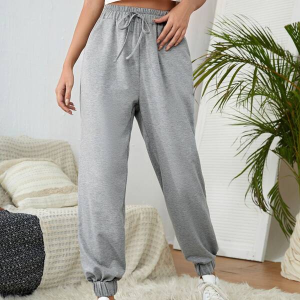 

Marled Knit Knot Front Sweatpants, Grey