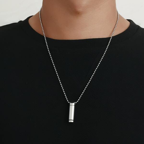 

Openable Tubular Charm Necklace, Silver