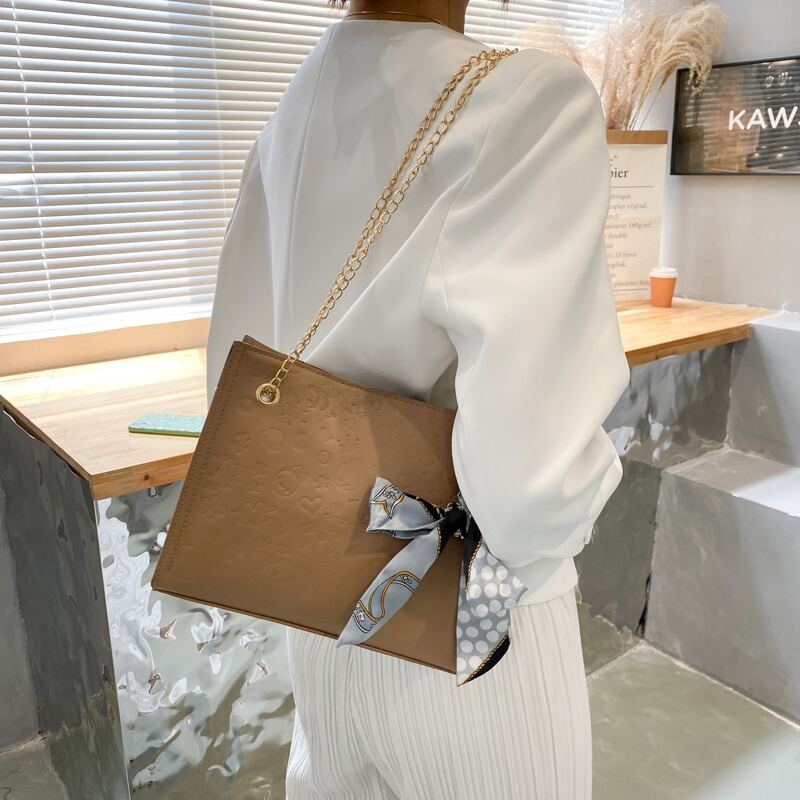 

Cartoon Embossed Tote Bag, Khaki