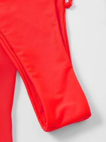 Triangle Tie Side Bikini Set With Beach Skirt, For Summer Vacation - Red - View 3