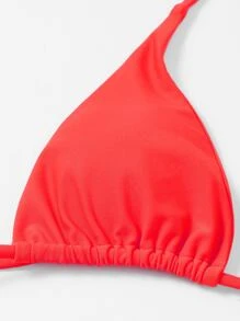 Triangle Tie Side Bikini Set With Beach Skirt, For Summer Vacation - Red - View 5