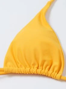 SHEIN Swim Summer Beach 3packs Triangle Bikini Set With Beach Skirt - Yellow - View 5