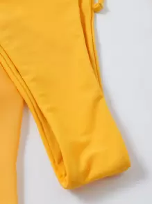 SHEIN Swim Summer Beach 3packs Triangle Bikini Set With Beach Skirt - Yellow - View 6