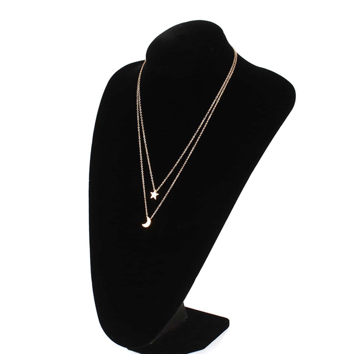 

Moon & Star Layered Chain Necklace, Gold