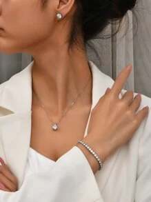 4pcs Cubic Zirconia Decor Jewelry Set