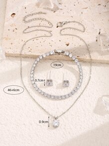 4pcs Cubic Zirconia Decor Jewelry Set