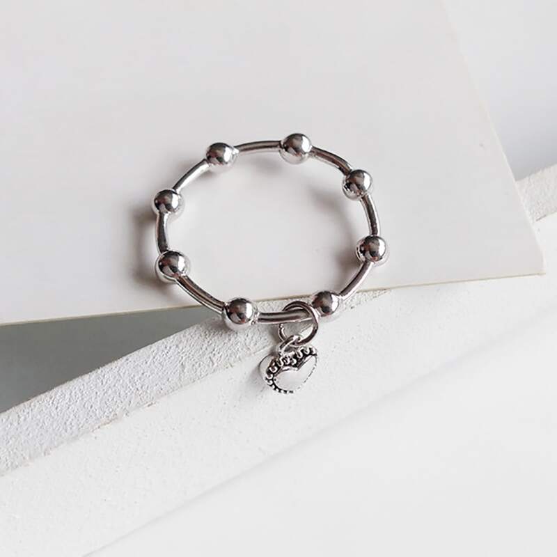 

1pc Heart Decor Ring, Silver