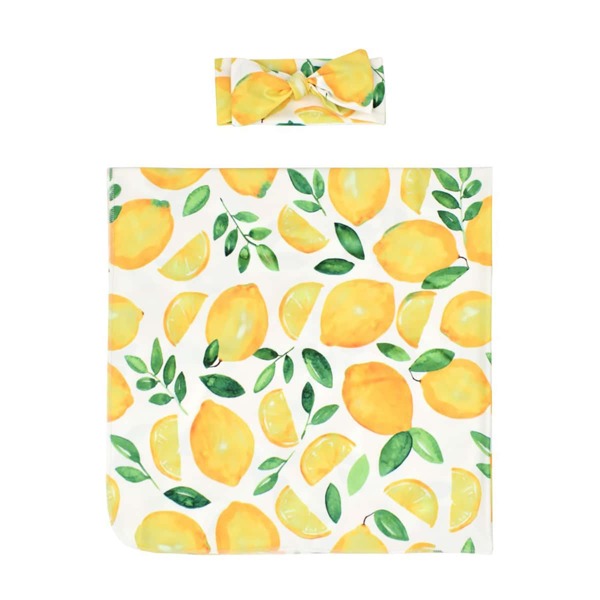 

Baby Fruit Print Blanket & Headband, Yellow