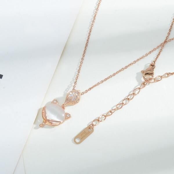 

Zircon Animal Charm Necklace, Rose gold
