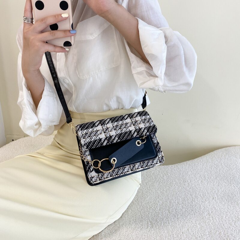

Plaid Pattern Flap Satchel Bag, Multicolor