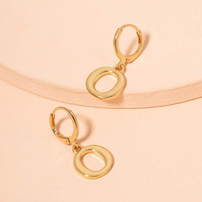

Letter Design Earrings, Gold