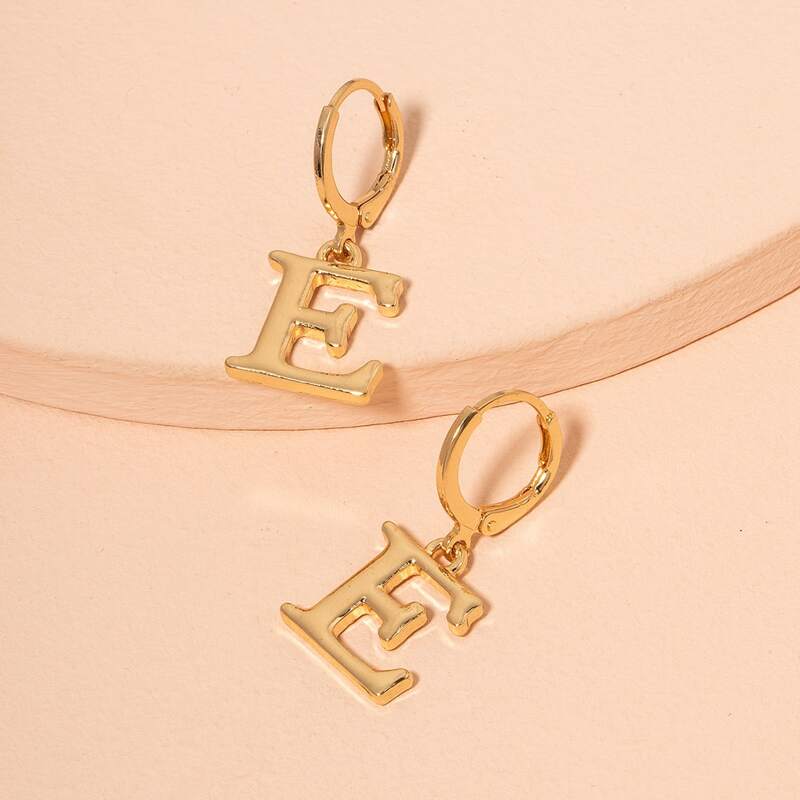 

Letter Drop Earrings, Gold
