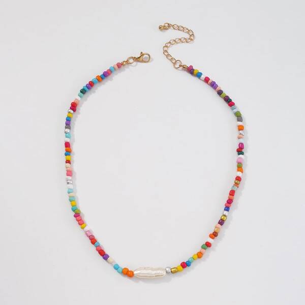 

Colorful Beaded Necklace, Multicolor