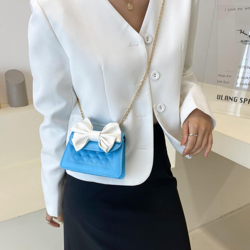 

Bow Decor Crossbody Bag, Blue