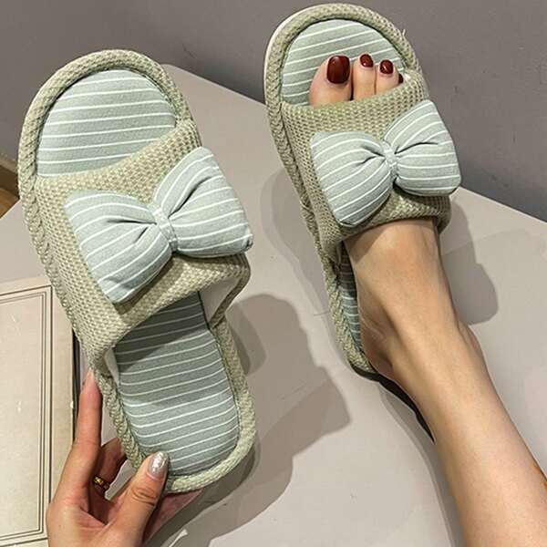 

Bow Decor Bedroom Slippers, Green