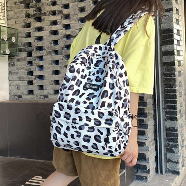 

Leopard Graphic Functional Backpack, Black and white