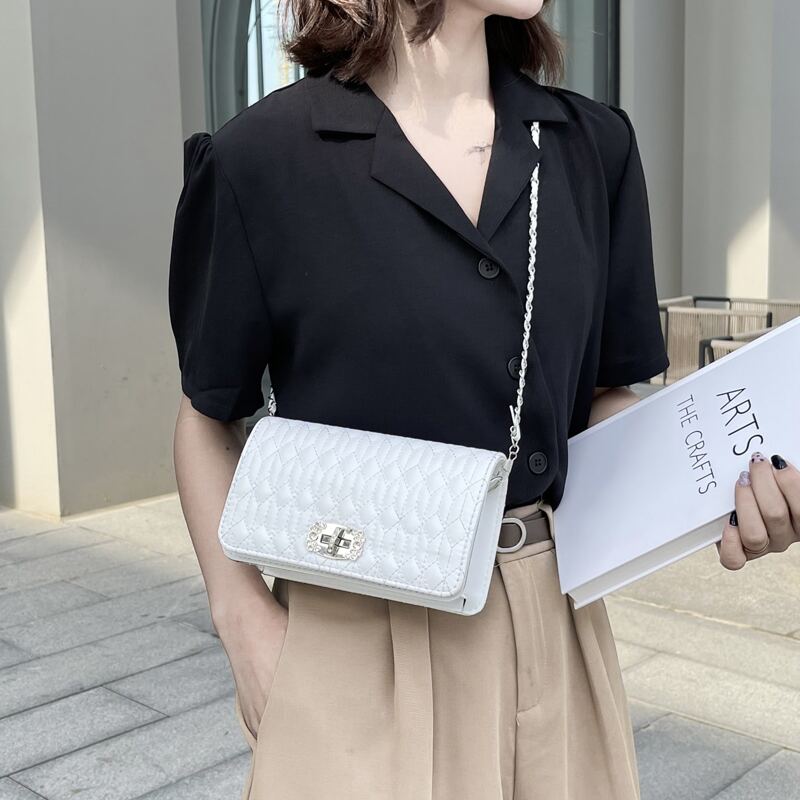 

Quilted Flap Crossbody Bag, White