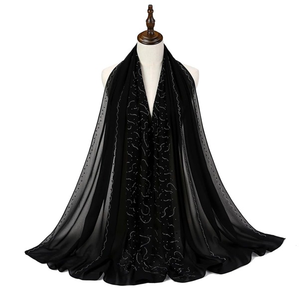 

Rhinestone Decor Scarf, Black
