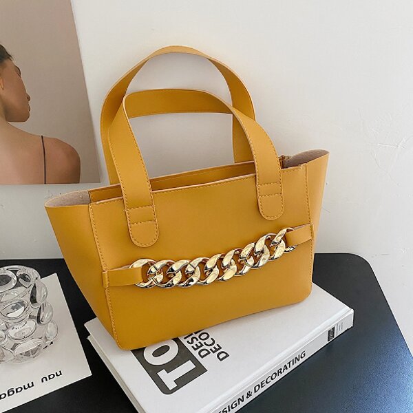 

Chain Decor Tote Bag, Yellow