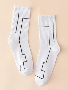Men Graphic Crew Socks - White - View 2