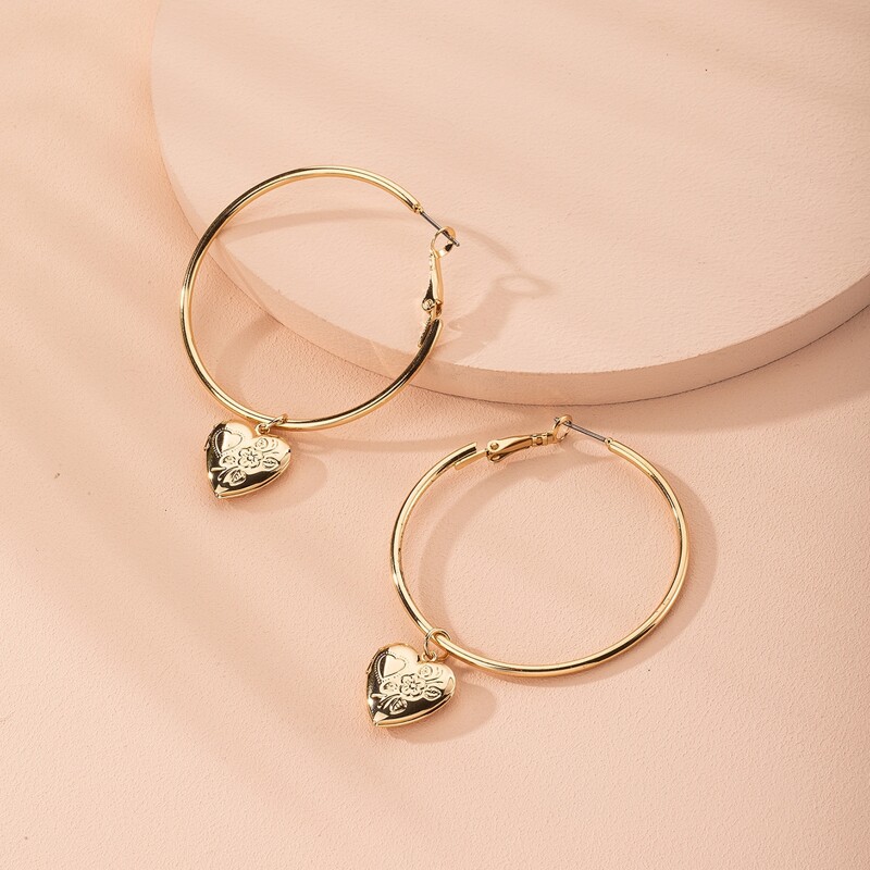 

Heart Drop Earrings, Gold