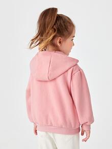 SHEIN Toddler Girls Zip Up Hoodie - Baby Pink - View 2