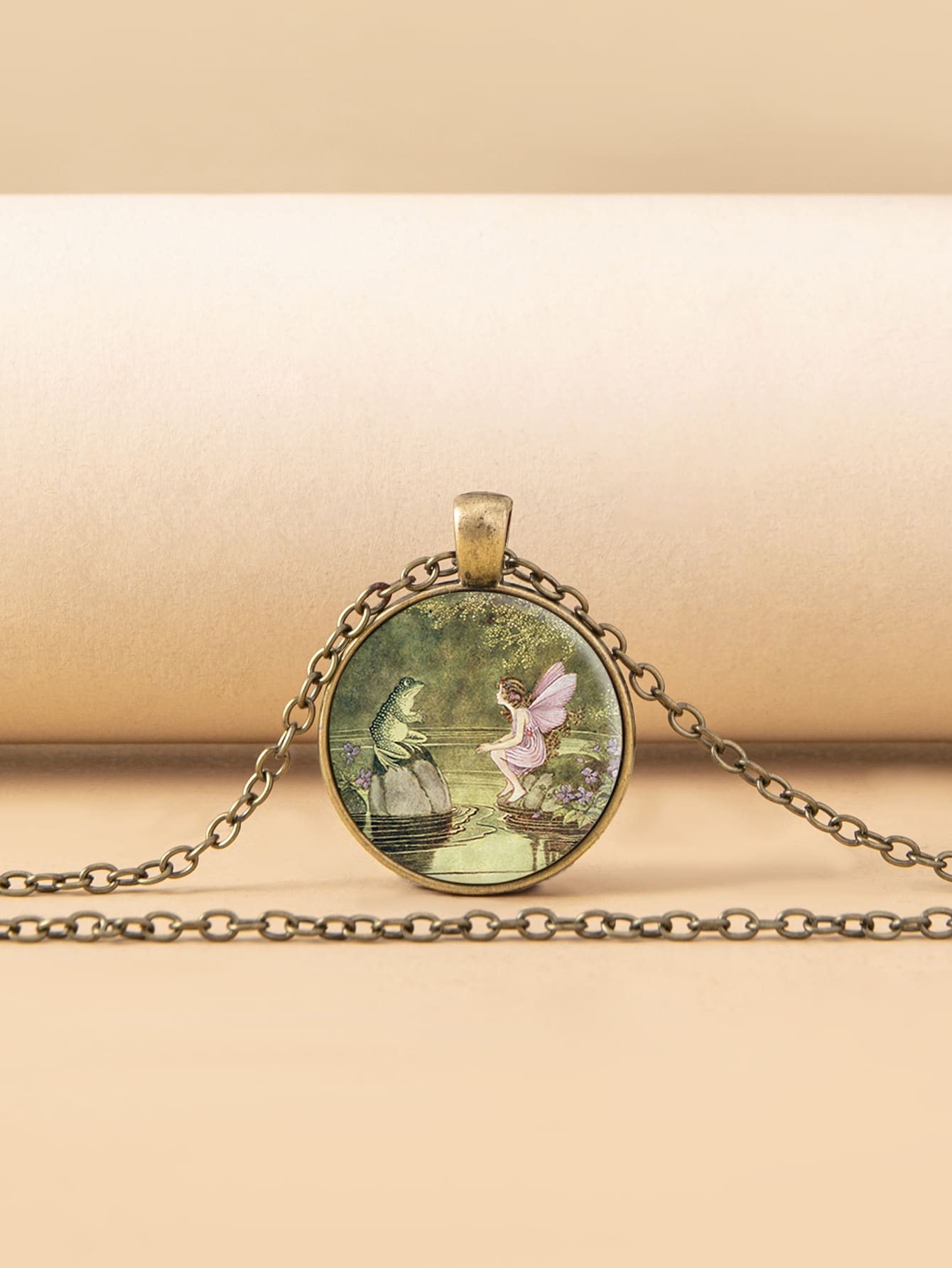 Round Pendant Necklace - Bronze - View 1