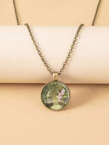 Round Pendant Necklace - Bronze - View 4