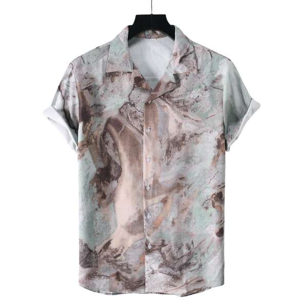 

Men Tie Dye Button Through Shirt, Multicolor