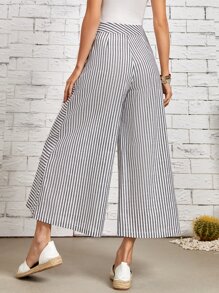 EMERY ROSE Striped Print Slant Pocket Wide Leg Pants