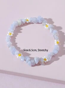 花朵裝飾石頭串珠手環 - 彩色 - 查看 3