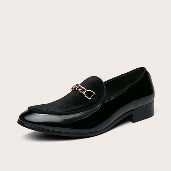 

Men Chain Decor Loafers, Black