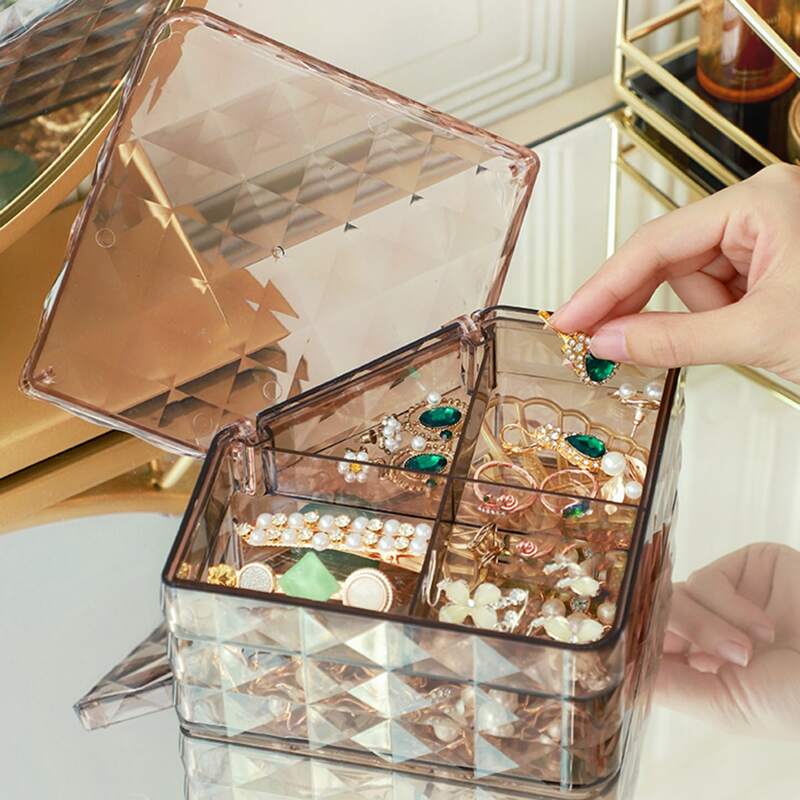 

Clear Jewelry Storage Box, Brown
