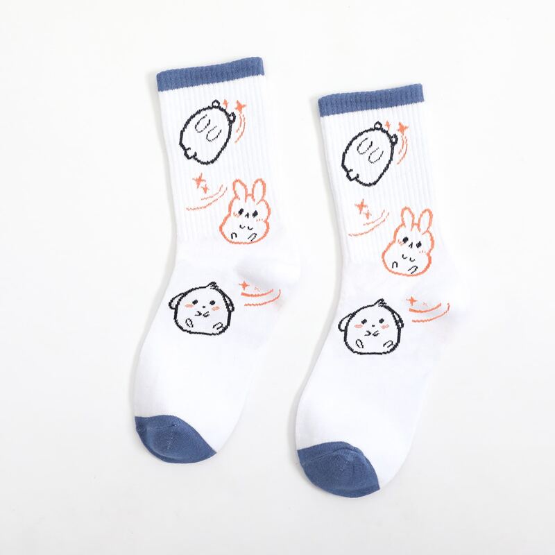 

Cartoon Pattern Crew Socks, White
