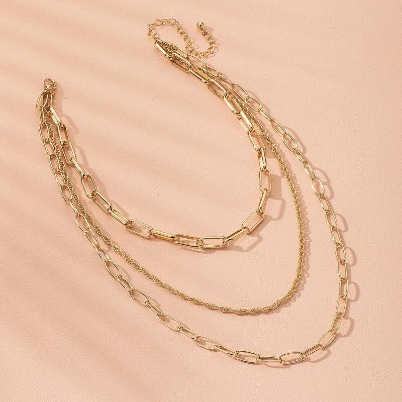 

Minimalist Layered Chain Necklace, Gold