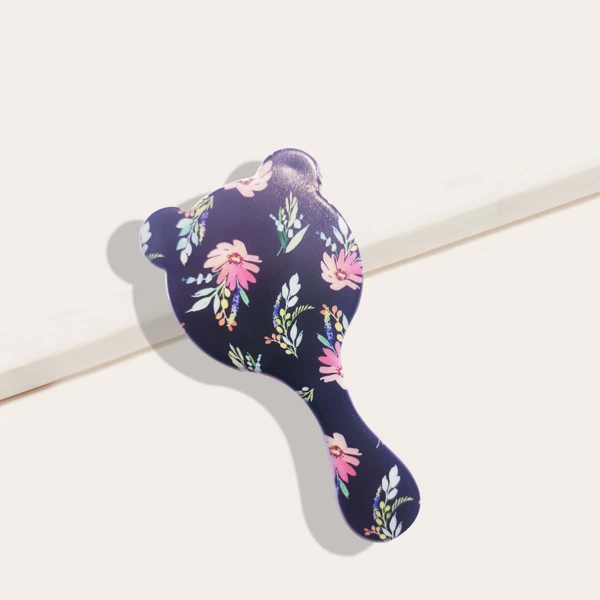 

1pc Flower Pattern Hair Brush, Black