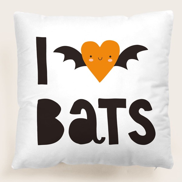 

Halloween Letter Graphic Cushion Cover Without Filler, Multicolor