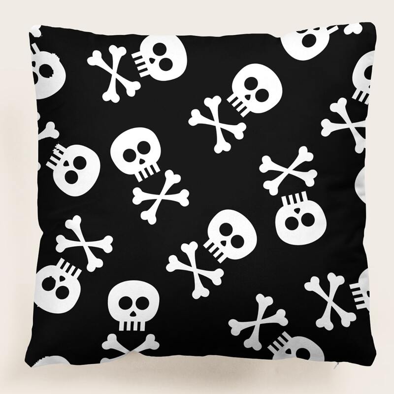 

Halloween Pattern Cushion Cover Without Filler, Black and white