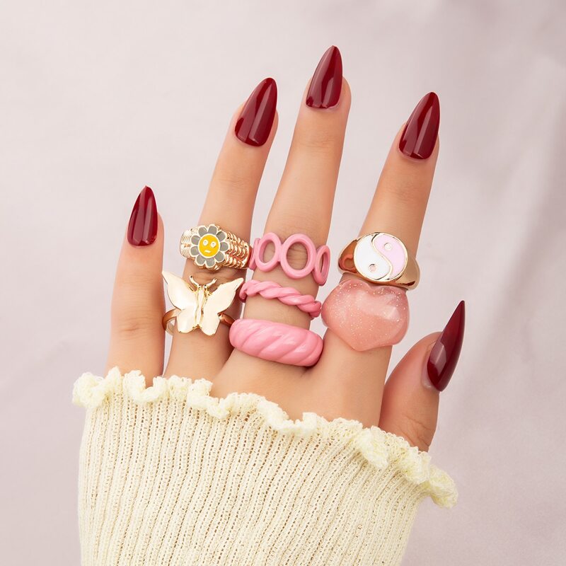 

7pcs Butterfly Decor Ring, Multicolor