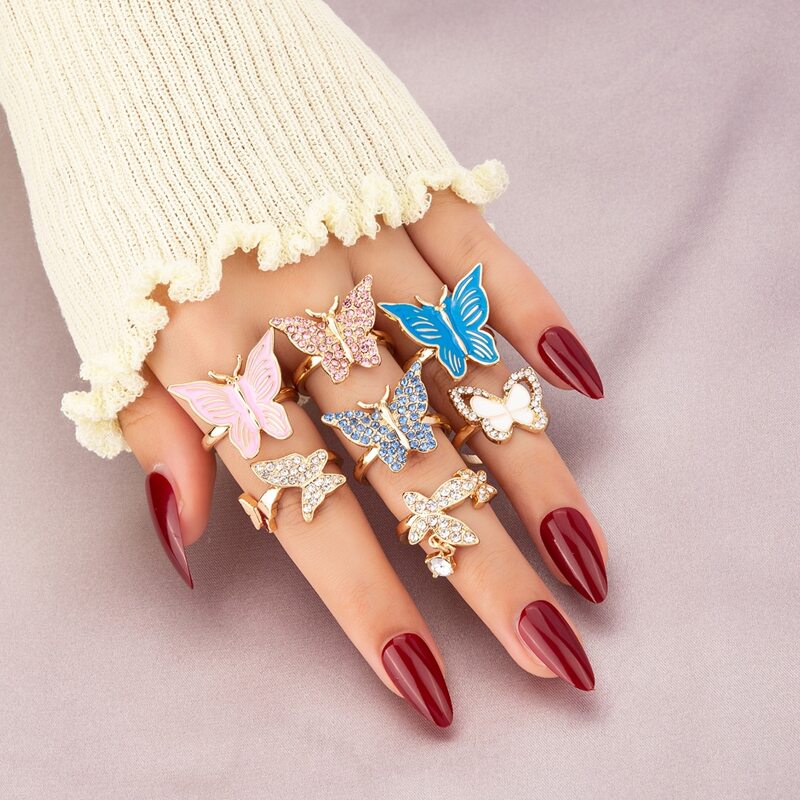 

7pcs Butterfly Decor Ring, Multicolor