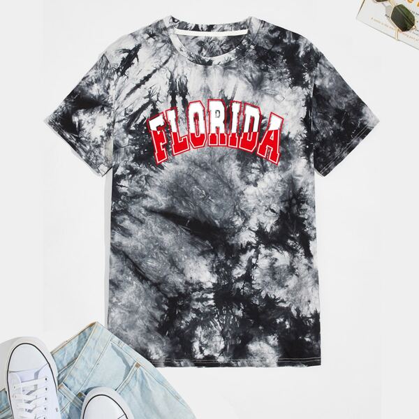 

Men Tie Dye Letter Graphic Tee, Multicolor