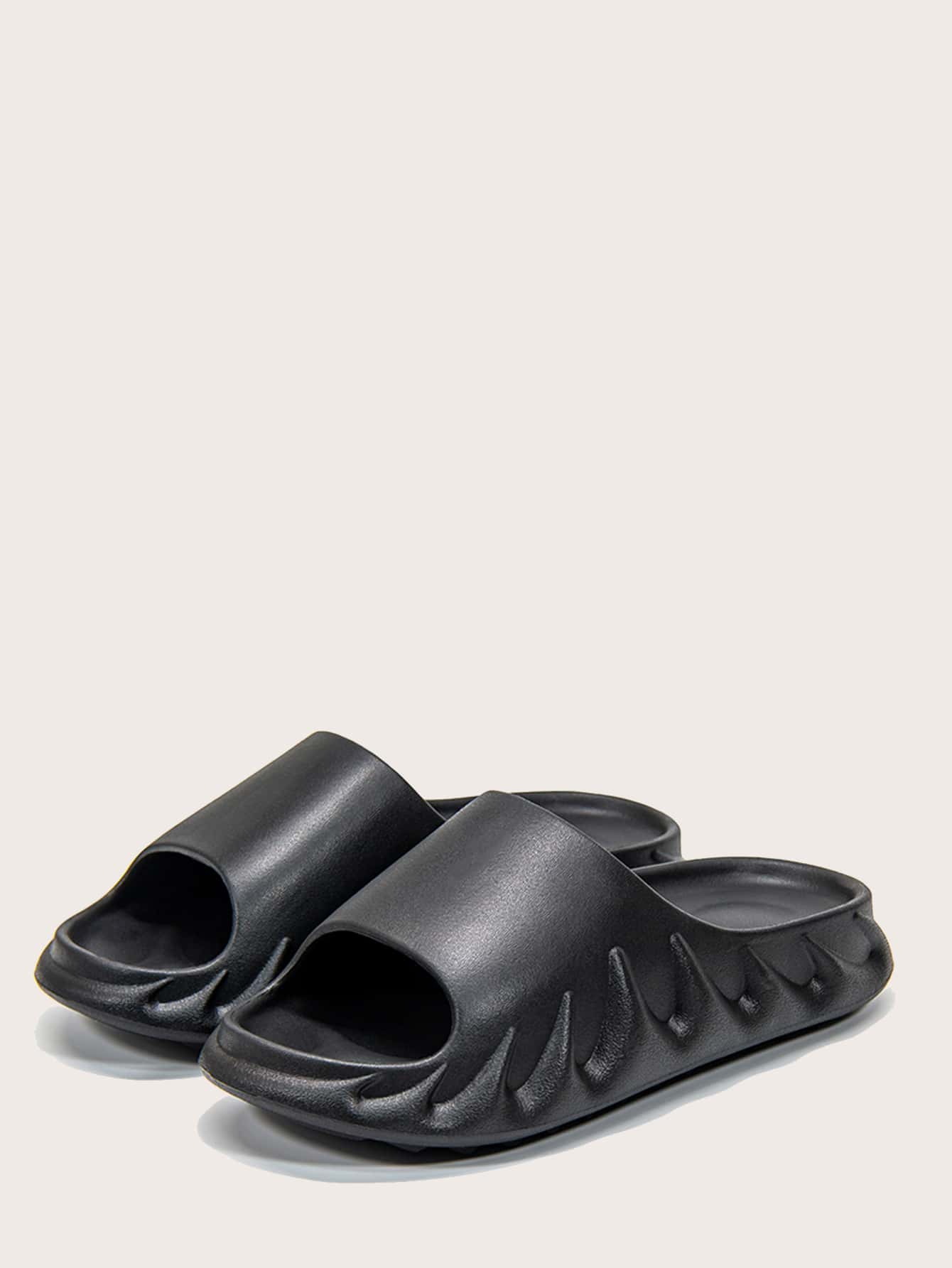 男士極簡戶外浴室拖鞋 - 黑色 - 查看 1