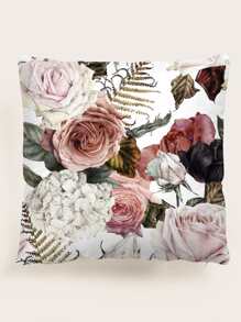 1pc Floral Pattern Cushion Cover Without Filler, Modern Flower Print Fabric Decorative Square Cushion Cover For Bed, Sofa - Multicolor - View 1