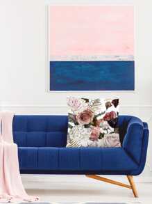 1pc Floral Pattern Cushion Cover Without Filler, Modern Flower Print Fabric Decorative Square Cushion Cover For Bed, Sofa - Multicolor - View 3