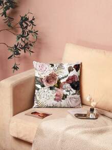 1pc Floral Pattern Cushion Cover Without Filler, Modern Flower Print Fabric Decorative Square Cushion Cover For Bed, Sofa - Multicolor - View 5