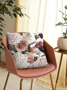 1pc Floral Pattern Cushion Cover Without Filler, Modern Flower Print Fabric Decorative Square Cushion Cover For Bed, Sofa - Multicolor - View 6