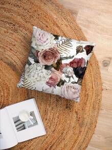 1pc Floral Pattern Cushion Cover Without Filler, Modern Flower Print Fabric Decorative Square Cushion Cover For Bed, Sofa - Multicolor - View 7