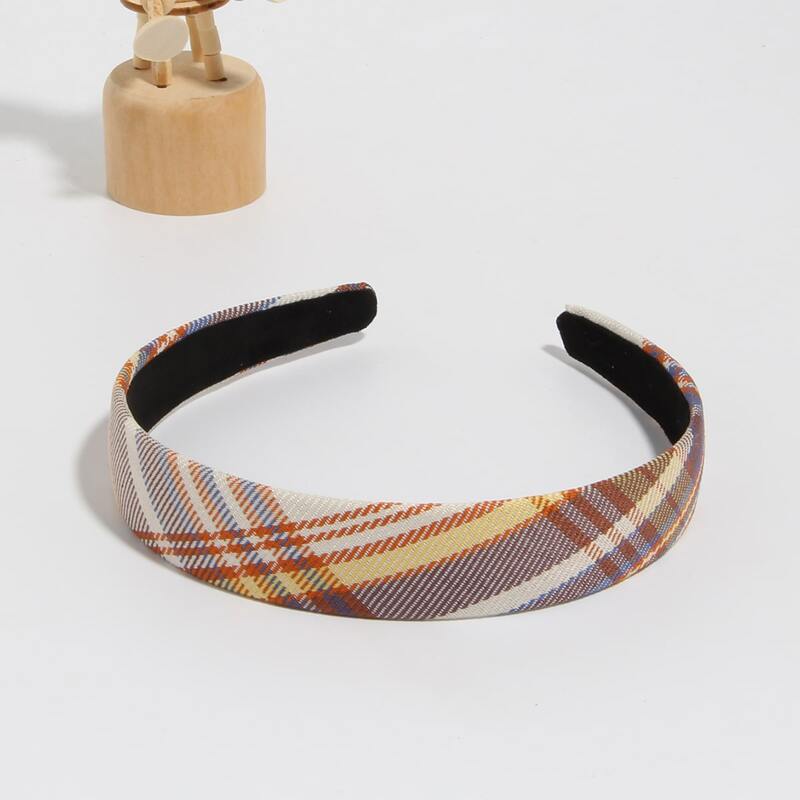 

Plaid Pattern Headband, Brown